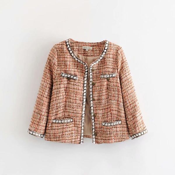 

2021 new women jacket pockets button full sleeves o-neck short coat female fashion casual women clothes, Black;brown