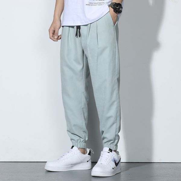 

casual loose overalls versatile elastic waist youth capris men's harem pants, Black