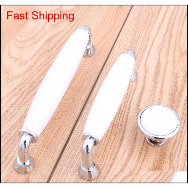 

5" modern simple silver white furniture handles white ceramic dresser kitchen cabinet door handles chrome drawer qylcos yh_pack
