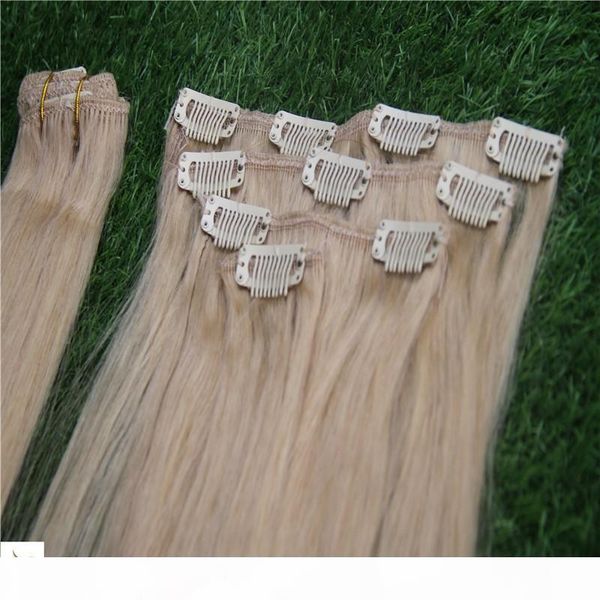 

light golden brown color peruvian 100% human hair weave 10-30 inchs unprocessed virgin straight hair extensions 6a clip in on hair extension, Black