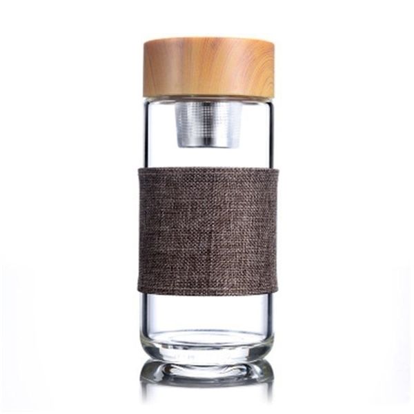 

350ml glass water bottles heat resistant round office car cup with stainless steel tea infuser strainer tumbler new arrival dhc838