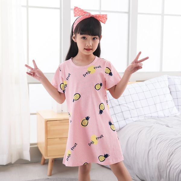 

k9ae1 pure fruit pajamas cotton pajamas girls medium and large children's parent-child clothes thin children's cute fruit nightgow