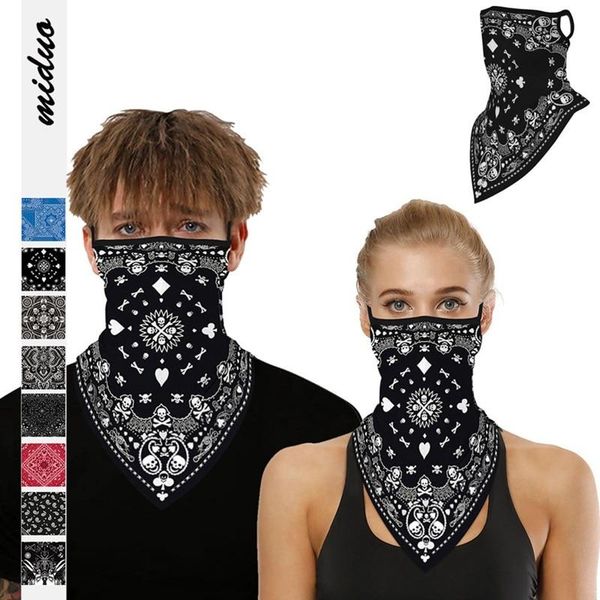 

cycling caps & masks fashion totem digital printing outdoor sports ear-hanging triangle scarf mask multifunctional sunscreen magic headscarf, Black