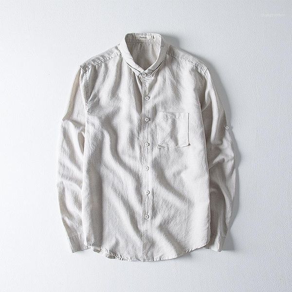 

men's cotton linen long sleeve solid dress shirt men breathable social business shirts male camisa masculina ts-5441, White;black