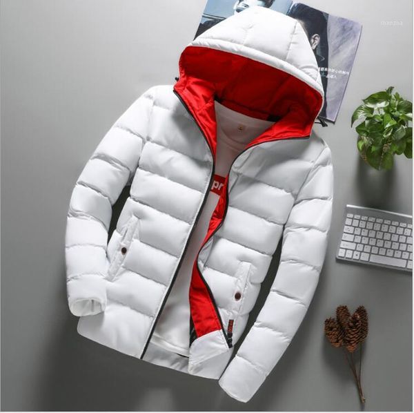 

2020 men down thick warm winter jacket hooded thicken down parka coat casual slim overcoat mens1, Black