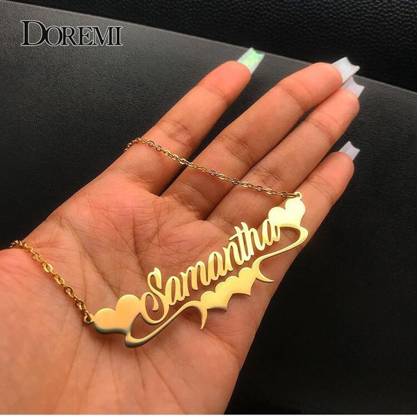 

jewelry qstainless steel handmade custom personalized name necklaces for women gold filled heart statement choker bijouxw, Silver
