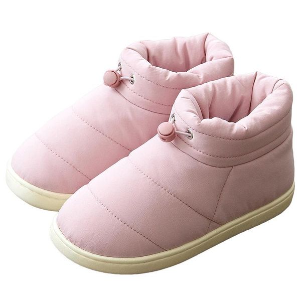 

winter woman shoes cotton fabric slippers female non-slip down indoor couple thick bottom warm shoes comfort soft down slipper, Black