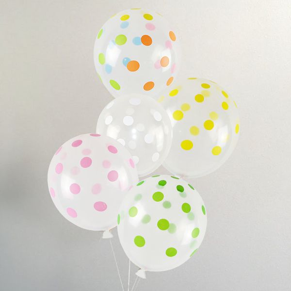 

10pcs 12inch latex transparent polka dot colored wedding birthday party balloons decoration globos air balls baloons