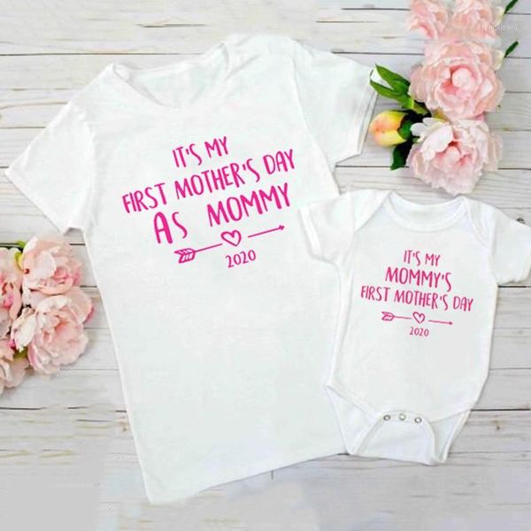 

family matching outfits 1pcs mommy's first mother's day 2021 mommy and me outfit mother tshirt baby bodysuit 1st mothers party wea, Blue