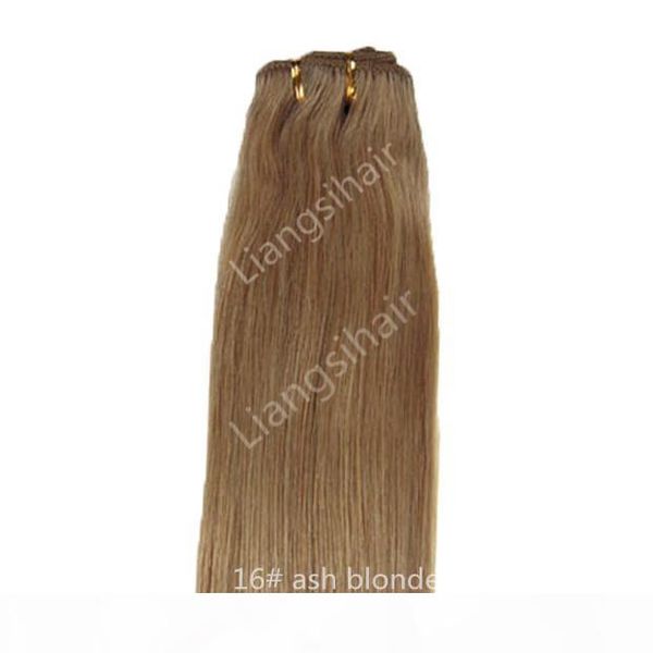 

100% human hair extensions straight hair weft extensions grade 6a 100g 1pcs 16"-26" 16# ash blonde brazilian virgin human hair wea, Black