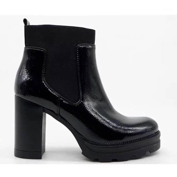 

boots short women's winter european and american style thick heel waterproof platform black versatile high heel1