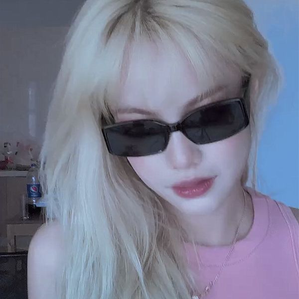 

ins wind small frame women's korean version of online red hip hop sunglasses and funny little face glasses, White;black