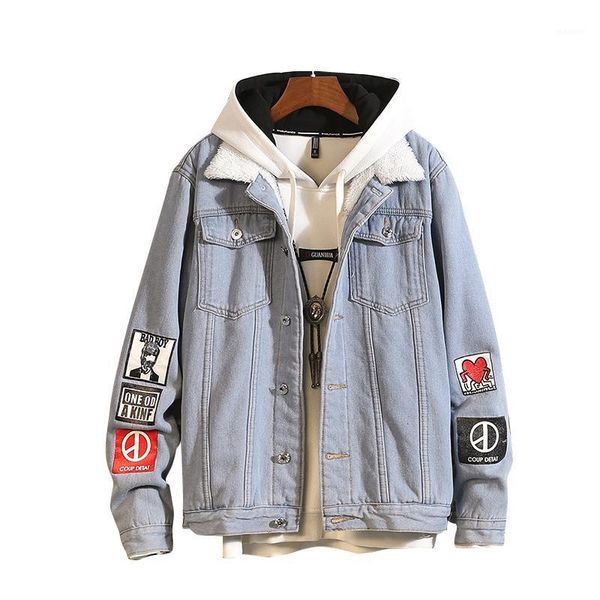 

plus velvet thickening jeans jacket men denim jackets winter warm baseball jacket1, Black;brown