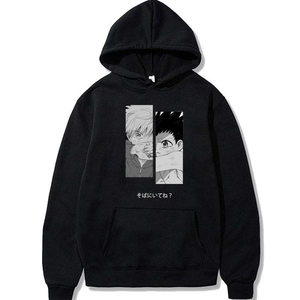 

anime hunter fashion streetswear gon and 2020 killua x new letter printed men japanese oversized hoodies vwsxn, Black;white