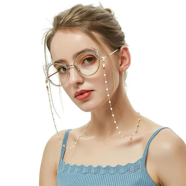 

vintage stainless steel chain eye glasses sunglasses spectacles pearl bead chain holder cord lanyard necklace glasses accessory h jllfxt