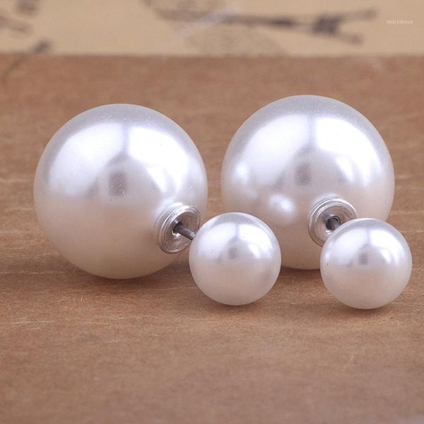 

stud fashion paragraph selling earrings double side shining simulated-pearl earring for women1, Golden;silver