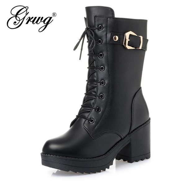 

winter boots women genuine leather new wool warm non-slip ladies ankle boots plus size women snow, Black