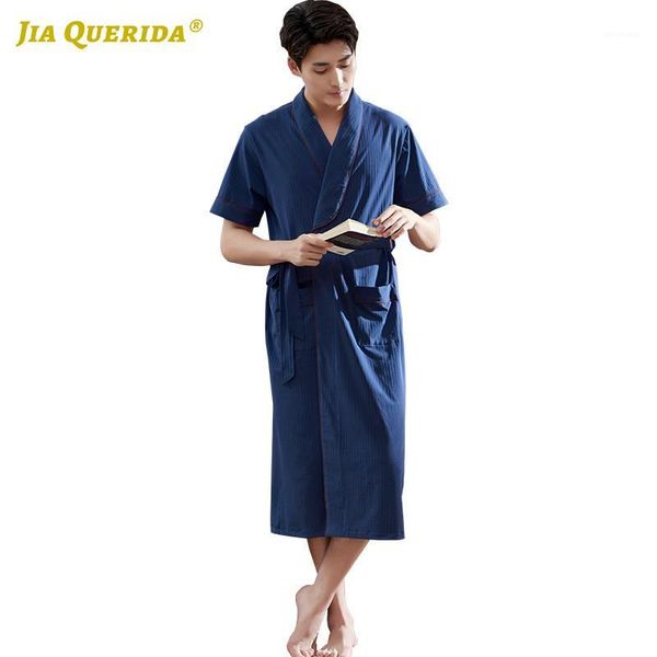 

loungewear short sleeve solid man robe home robe night kimono yukata bathrobe house coat blue summer cotton casual style1, Black;brown