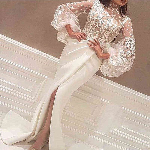 

luxury women's casual dresses autumn 2022 women's embroidered round neck bubble sleeve split dresses, Black;gray