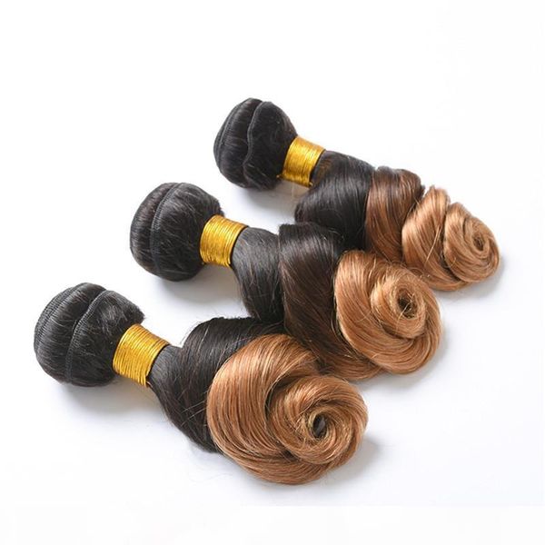 

grade 7a--ombre color t1b 27 loose wave brazilian virgin hair bundle, 80g per bundle & 3bundles per lot,dhl free, Black