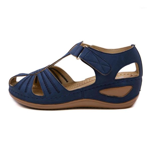 

shoes retro woman 2021 sandals med suit female beige anti-skid wedge summer heels original women's medium heeled comfort1, Black