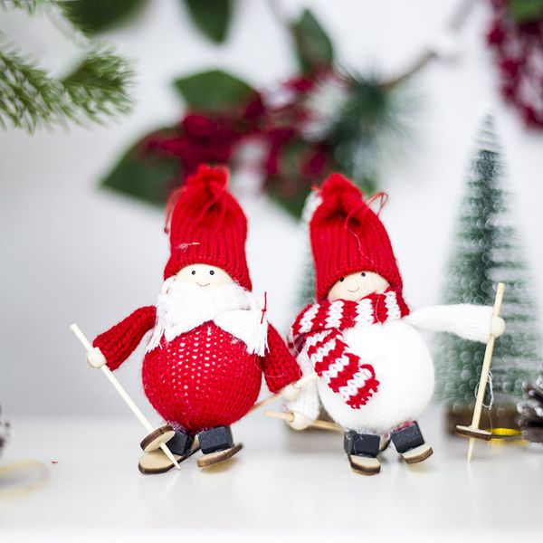 Новая мода популярные рождественские украшения творческие рождественские кулонные лыжная кукла еловая елка подвеска мини-кукла игрушка