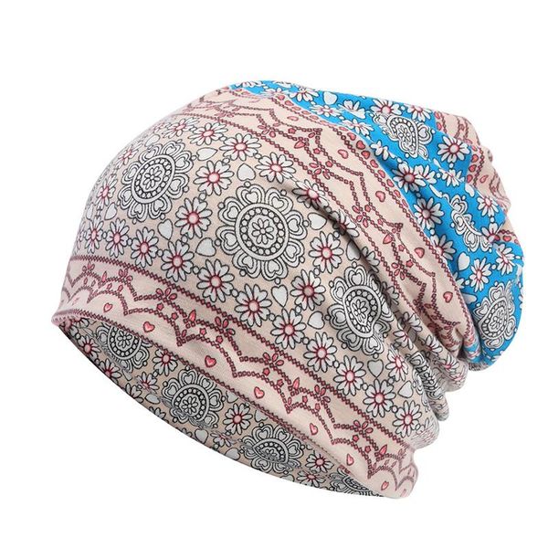 

winter hats for soft cotton men hat bohemia trendy print bonnet female autumn ethnic style wrap head women's beanie caps
