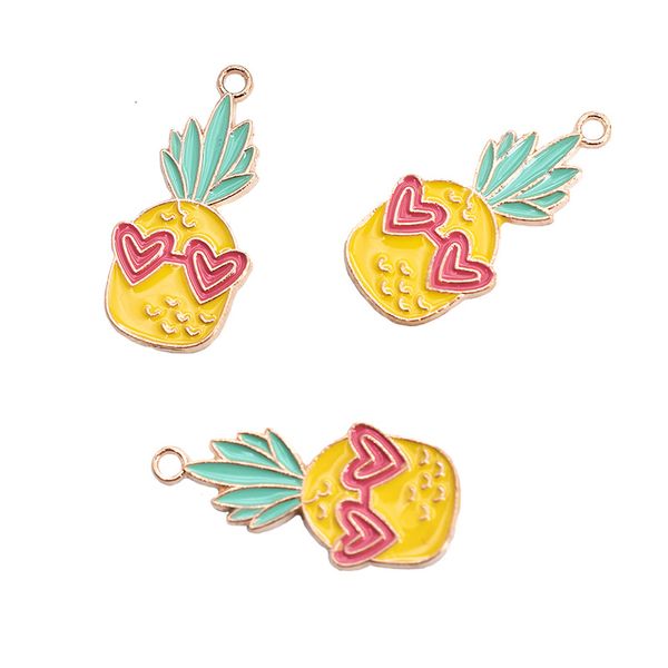 

200pcs 14x28mm cool pineapple charm enamel charm for jewelry making fashion fruit earring pendant necklace bracelet charms, Bronze;silver