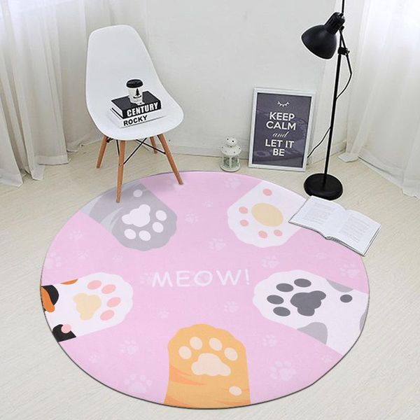

cat round carpet cute pet bedroom area rug non slip floor mats kid living room crawling play mat circle alfombras