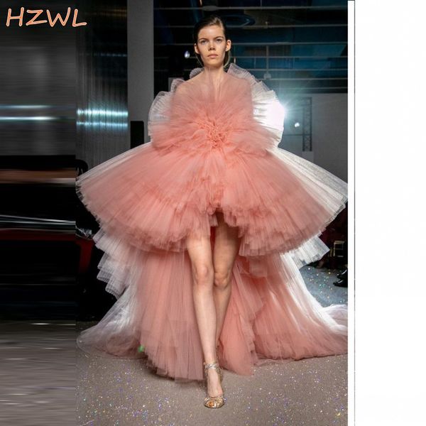 

coral tiered high low prom dresses puffy ruffles strapless 2021 summer runway fashion evening gowns girls pageant formal wear, Black