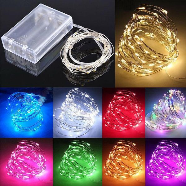 

8colors 1-20m led string light waterproof copper wire lighting fairy lights garland battery operation christmas tree wedding party decor
