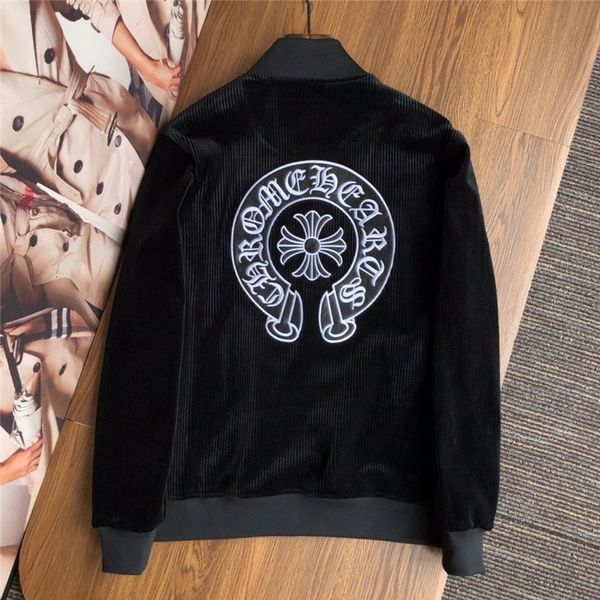 

ins tide crosin cross sanskrit embroidery velvet couple cardigan jacket men's jacket, Black;gray