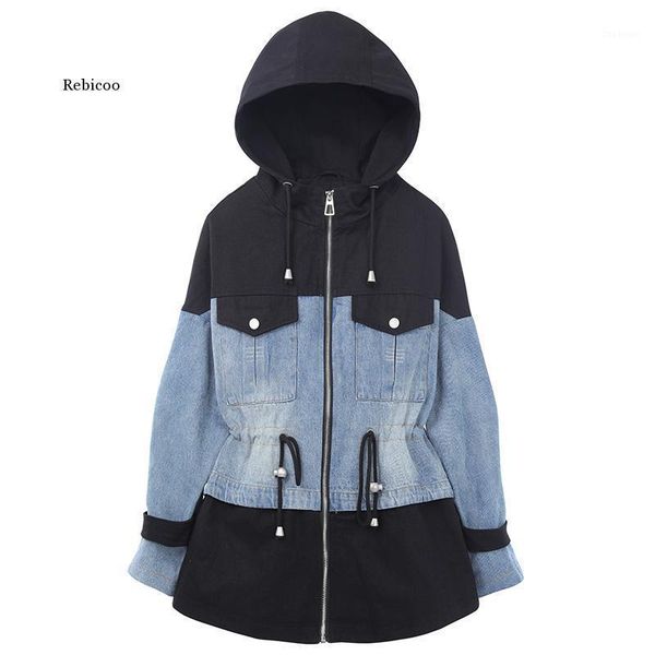 

large size dress fat windbreaker autumn new slim cover meat 200 jin large girl's age-reducing jeans coat1, Black