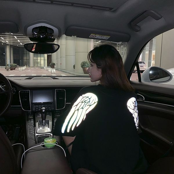 

heart t-shirt female minority reflective short sleeve women 2020 new cotton loose student couple luminous luminous ins fashion ijx1, White