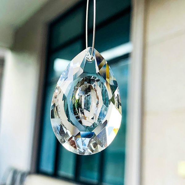 

2pcs 35mm clear longan crystals prism suncatcher for windows decoration pendant chandelier parts home wedding decor accessories h jllhwc