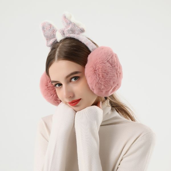 

winter earmuffs cute warm and korean bow protection plush ear bag folding earmuff