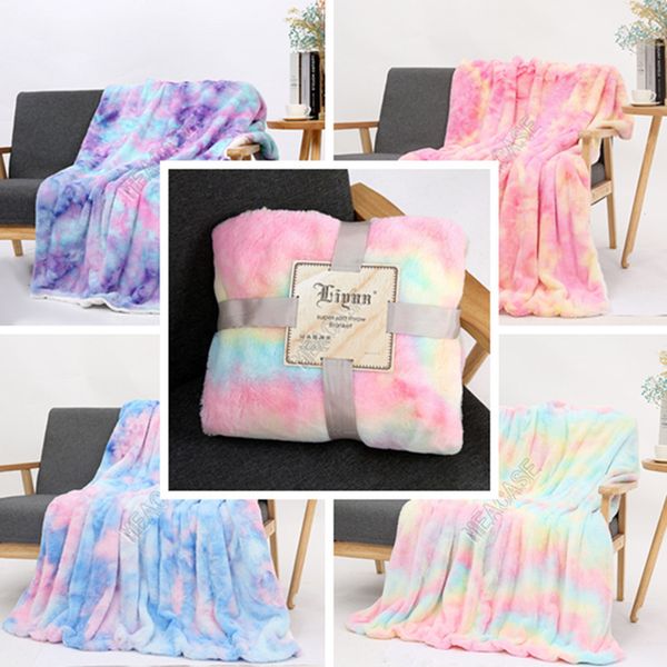 

tie-dye flannel blankets sherpa blanket kids adults square quilt plush double thickening winter couch bedspreads bedding supplies dhe1621
