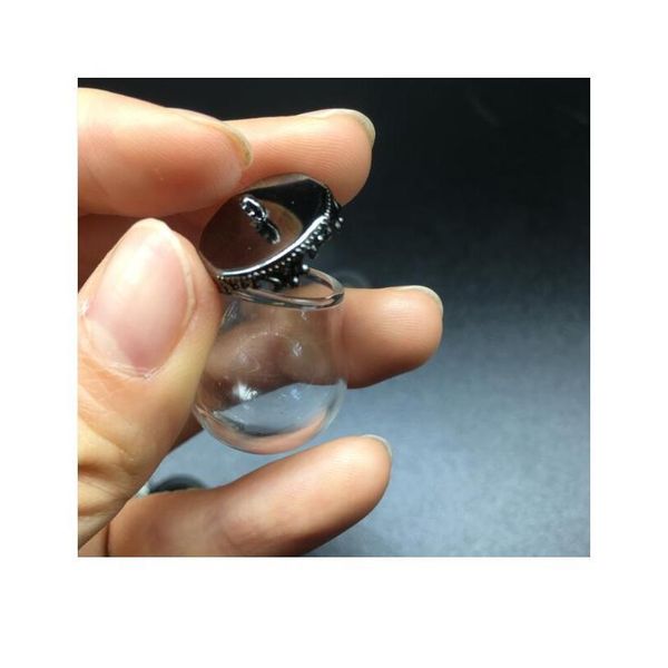 

20sets 20*15mm miniature terrarium glass bubble metal crown base tray jewelry necklace lanugo vial pendant diy wishing bbyqnj, Black