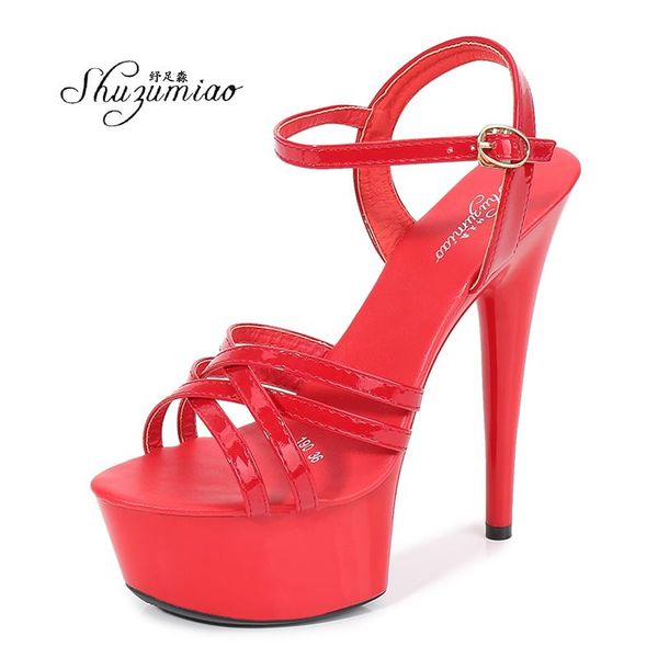 

sandals shuzumiao femmes sandales model show high-heeled shoes steel tube dancing platform wedding female big size adult, Black