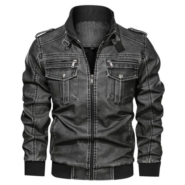 

2021 winter new men leather jacket killer vintage motorcycle faux leather coat fashion pu plus size bomber jacket mens l-6xl, Black