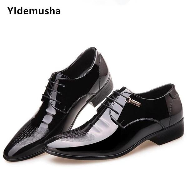 

mens dress shoes 2020 new fashion pointed toe lace up men business casual shoes black pu leather oxfords big size 38-48