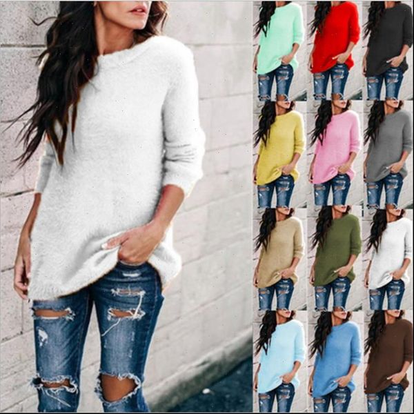 

women sweaters winter 2021 plus size pullover sweater korean warm sweater wool knitted pullover pink long sleeve sweater, White;black