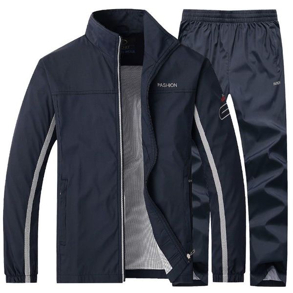 

new tracksuit men jacket+pants two piece clothing set outwear casual sportswear sweatshirt track suit basketball sport suit men, Gray