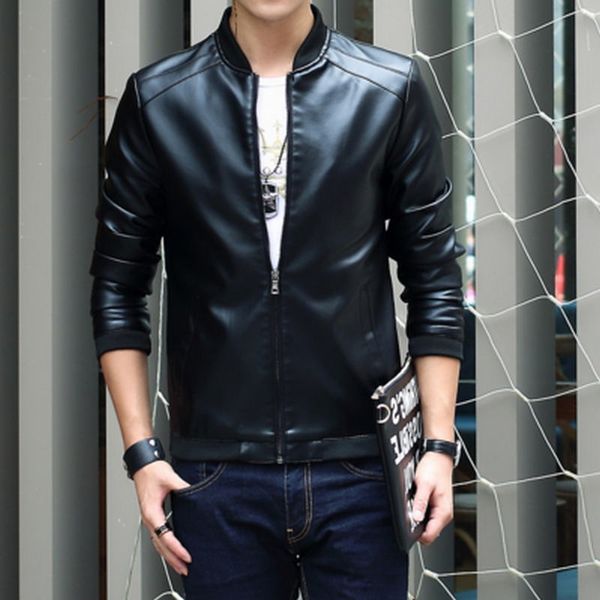 

2021 new coats spring $autumn pu leather jacket men's masculine outwear size m-4xl yeb0, Black