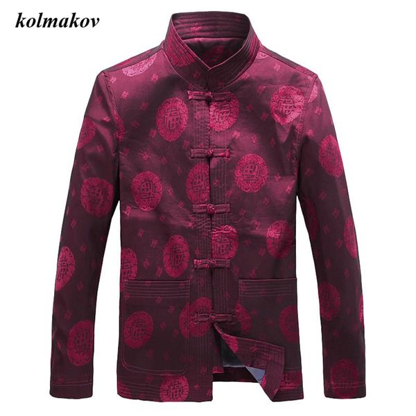 

kolmakov new arrival chinese style men boutique jacket coat embroidered buckle tang costume clothes size m-3xl, Black;brown