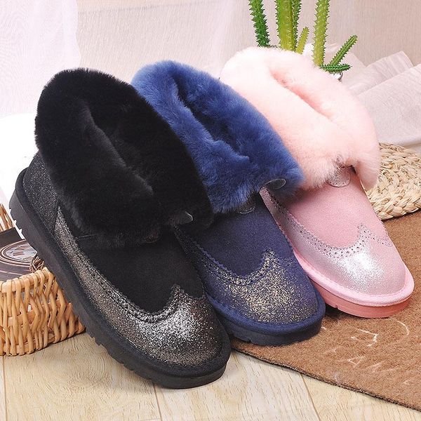 

mini snow shoes women boots real leather women winter boots warm 100% natural fur snow fashion, Black