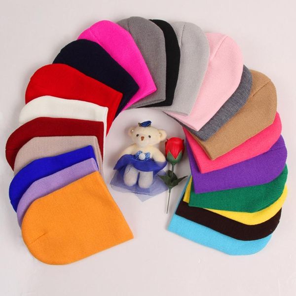 

fashion baby knit hat 21 colors kids soft hats lovely girl candy solid colors beanies cap outdoor winter warm travel caps color party hats