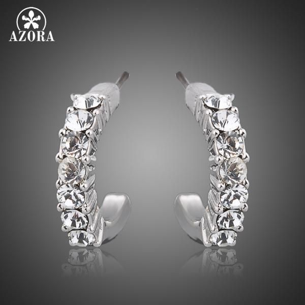 

stud azora classic white gold color austrian crystal earring te0022, Golden;silver