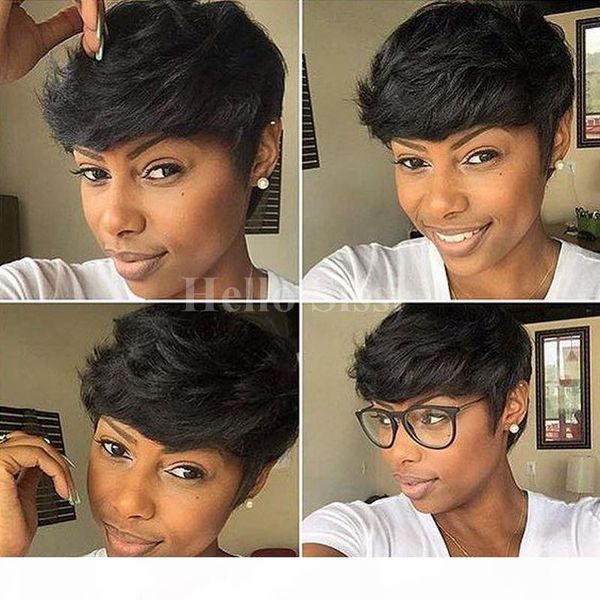 

celebrity short human hair wigs pixie rihanna short hair wigs african american for black women chceap hair wigs sale, Black;brown