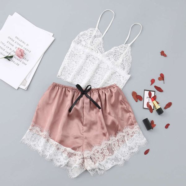 

large lace transparent seductive suspender pajamas women's summer, Black;red